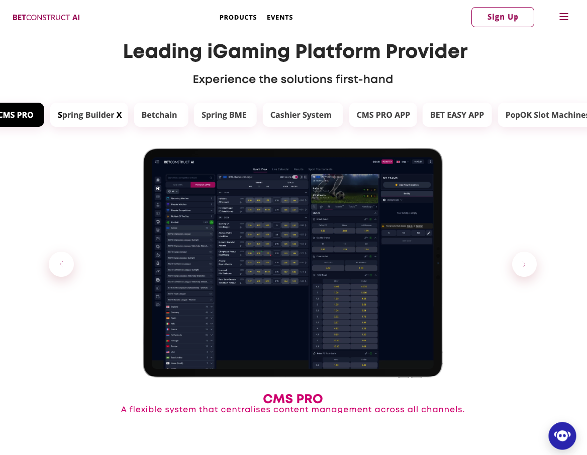 Главная страница BetConstruct