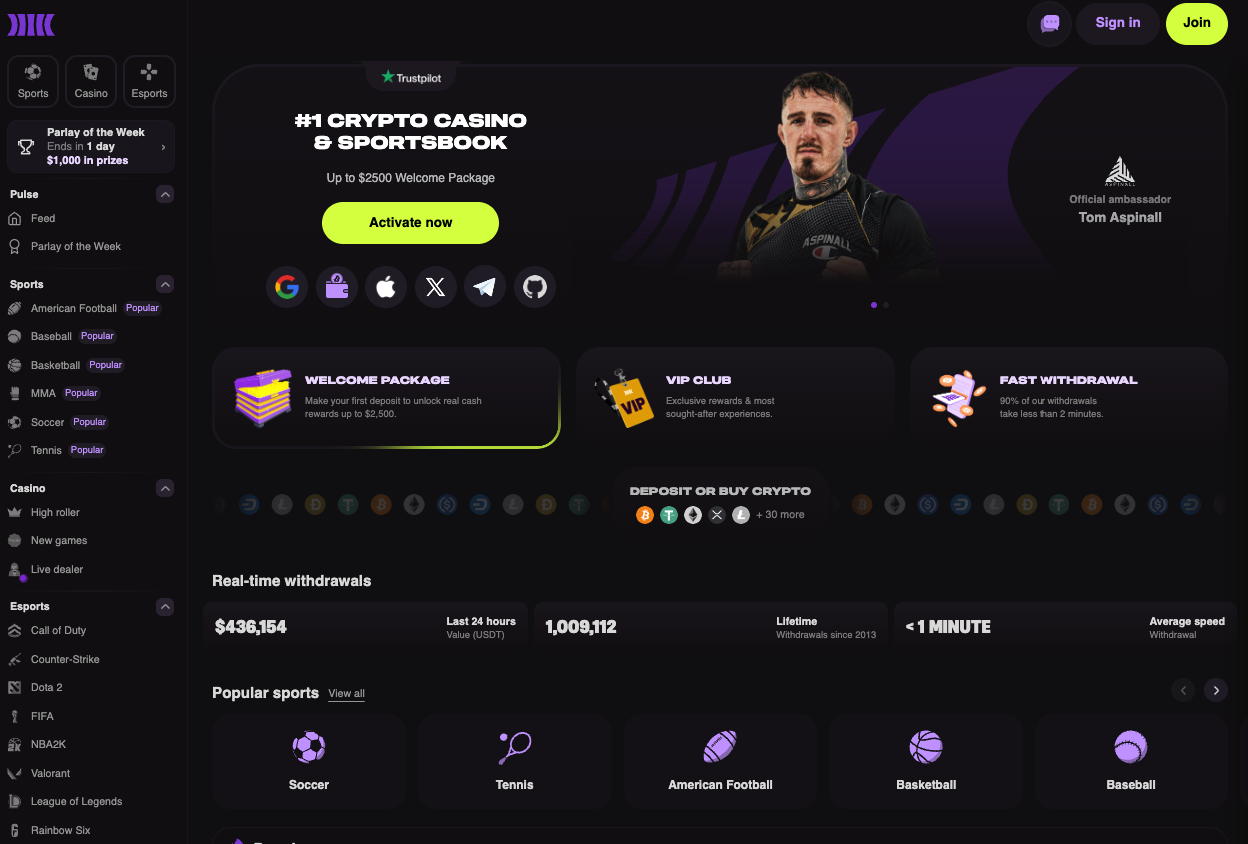 Главная страница Cloudbet